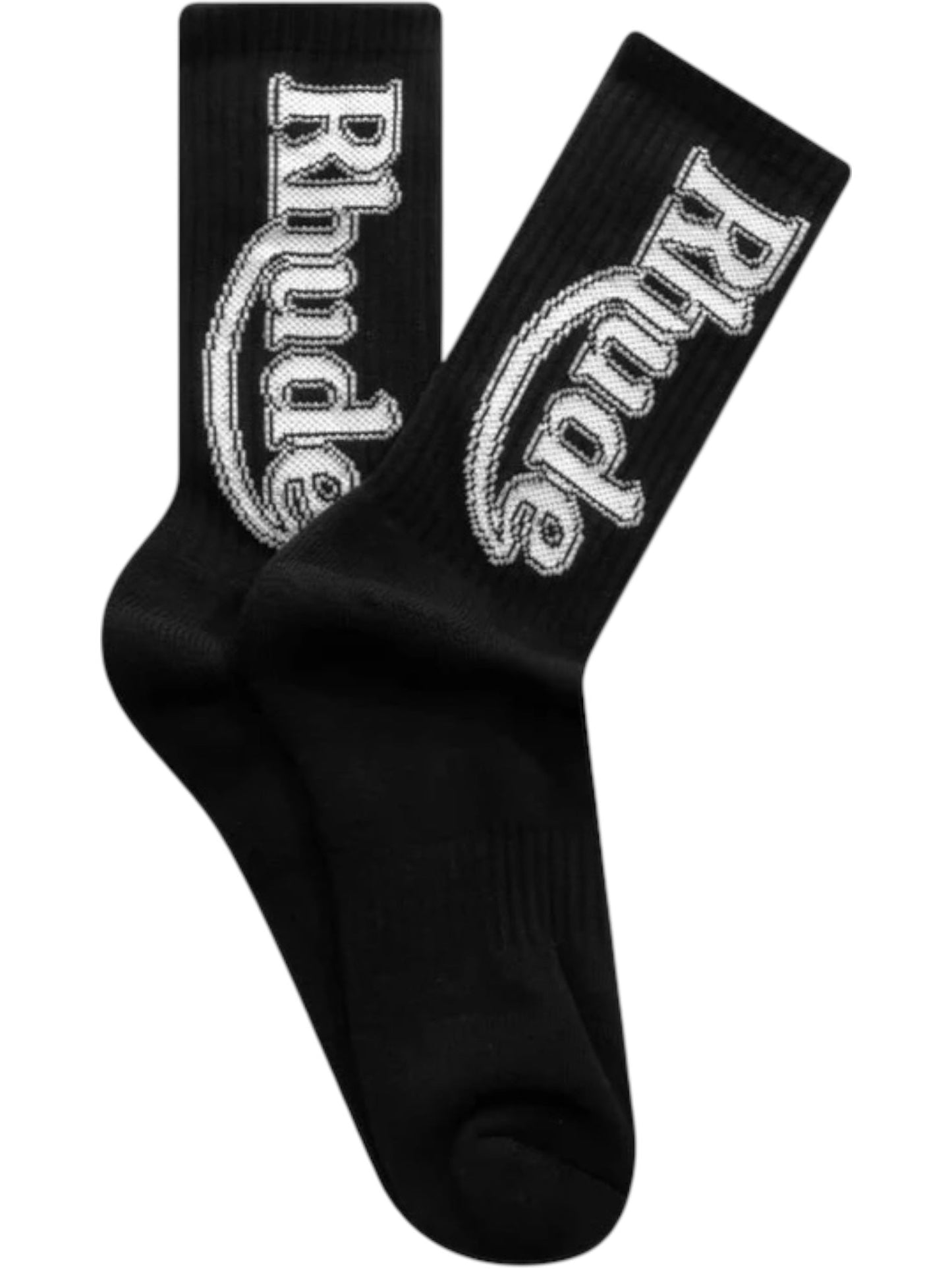 Rhude Vertical Race Track Socks Black/White