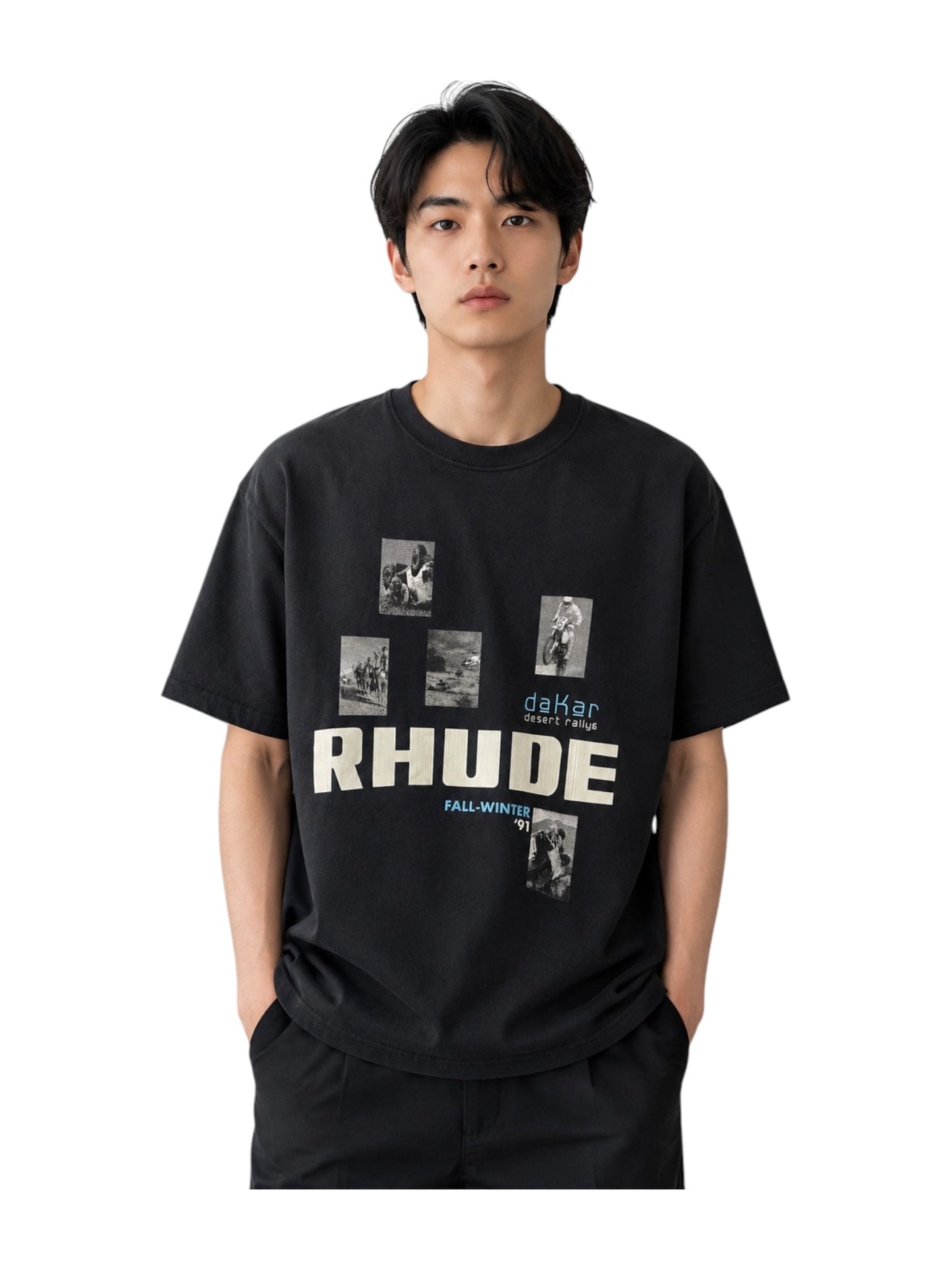 Rhude Winter 91 Rallye Tee Vintage Blk-White-Blue