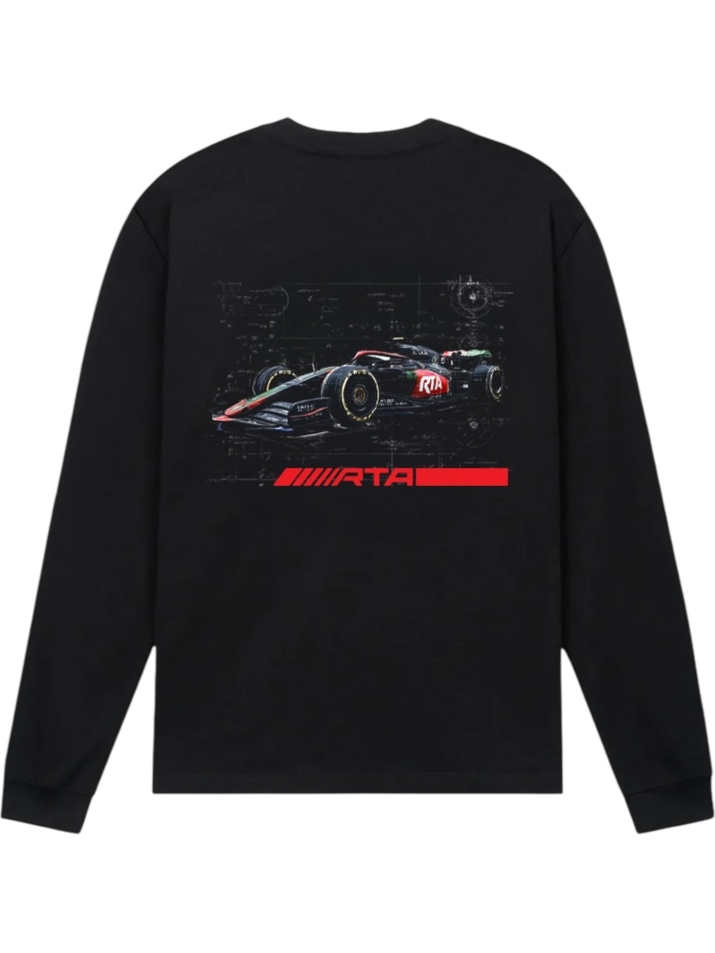 RTA Lawrence Long Sleeve Tee Black Formula Car