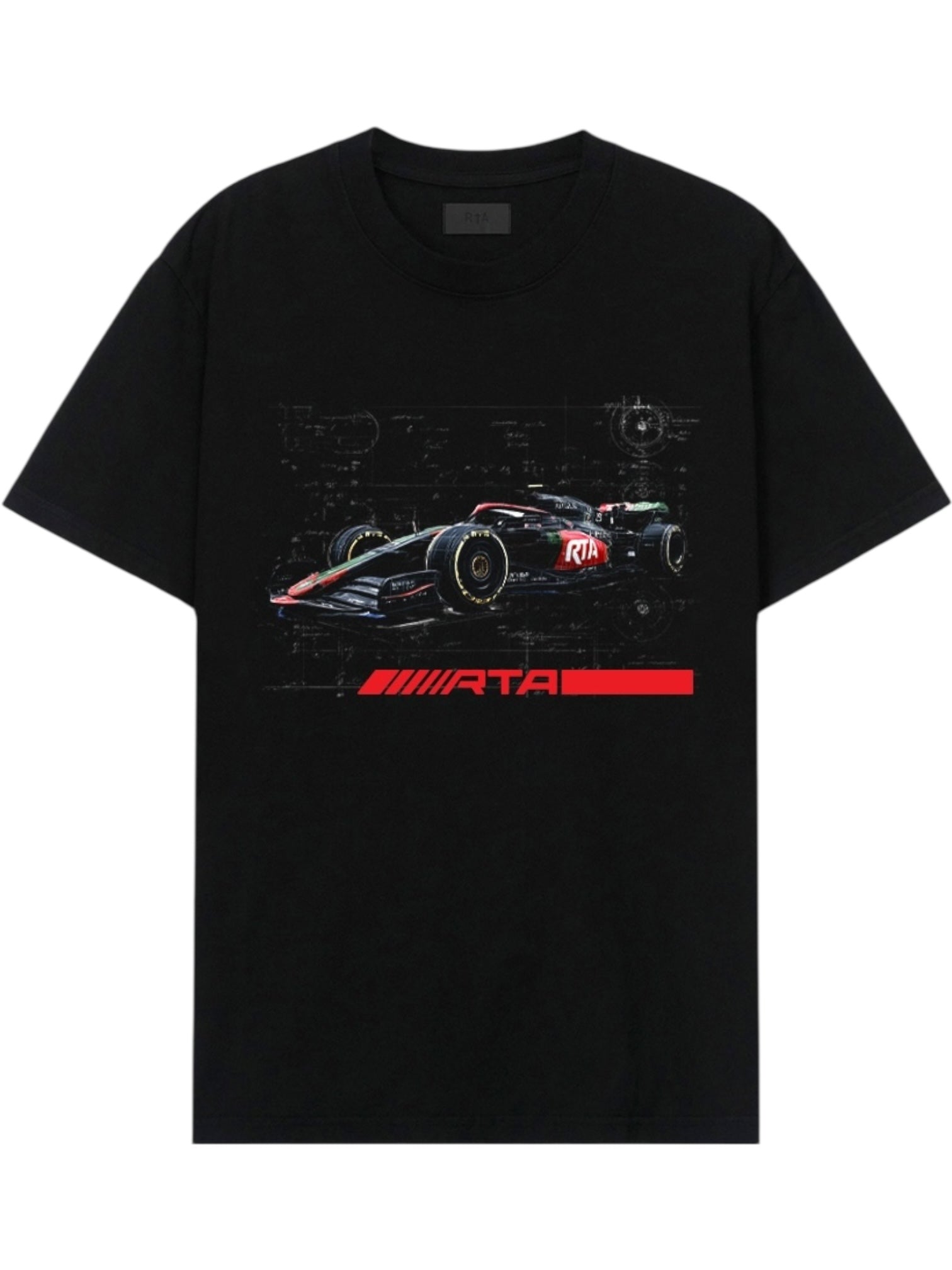 RTA Liam Short Sleeve Tee Black Formula Car