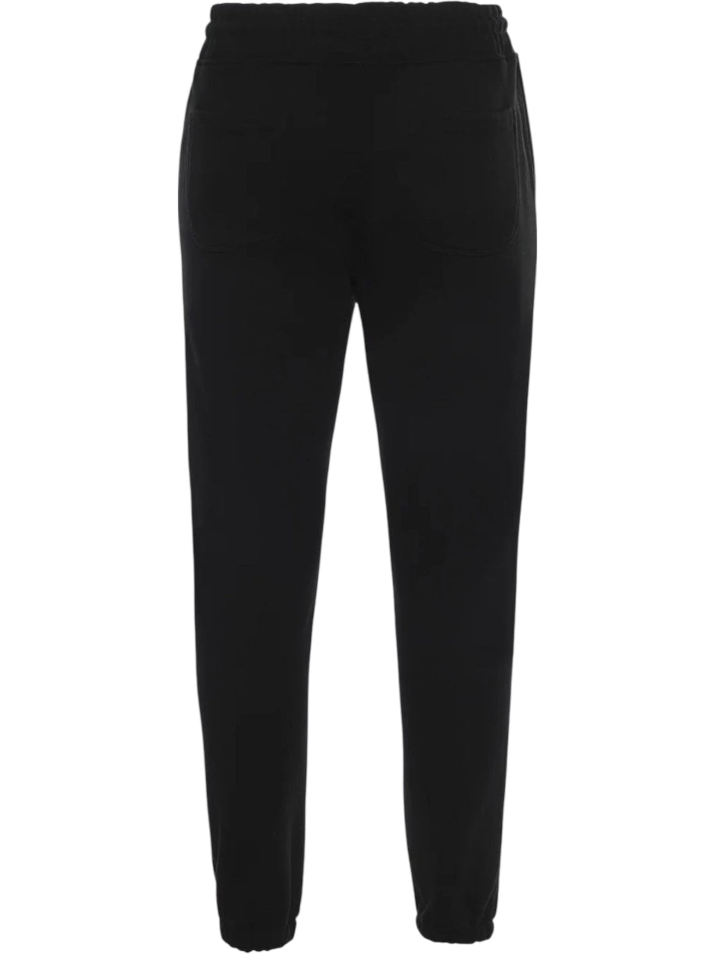 The RTA Owen black collegiate jogger sweatpants are shown from the back, featuring an elastic waistband, ankle cuffs, and a subtle RTA logo.