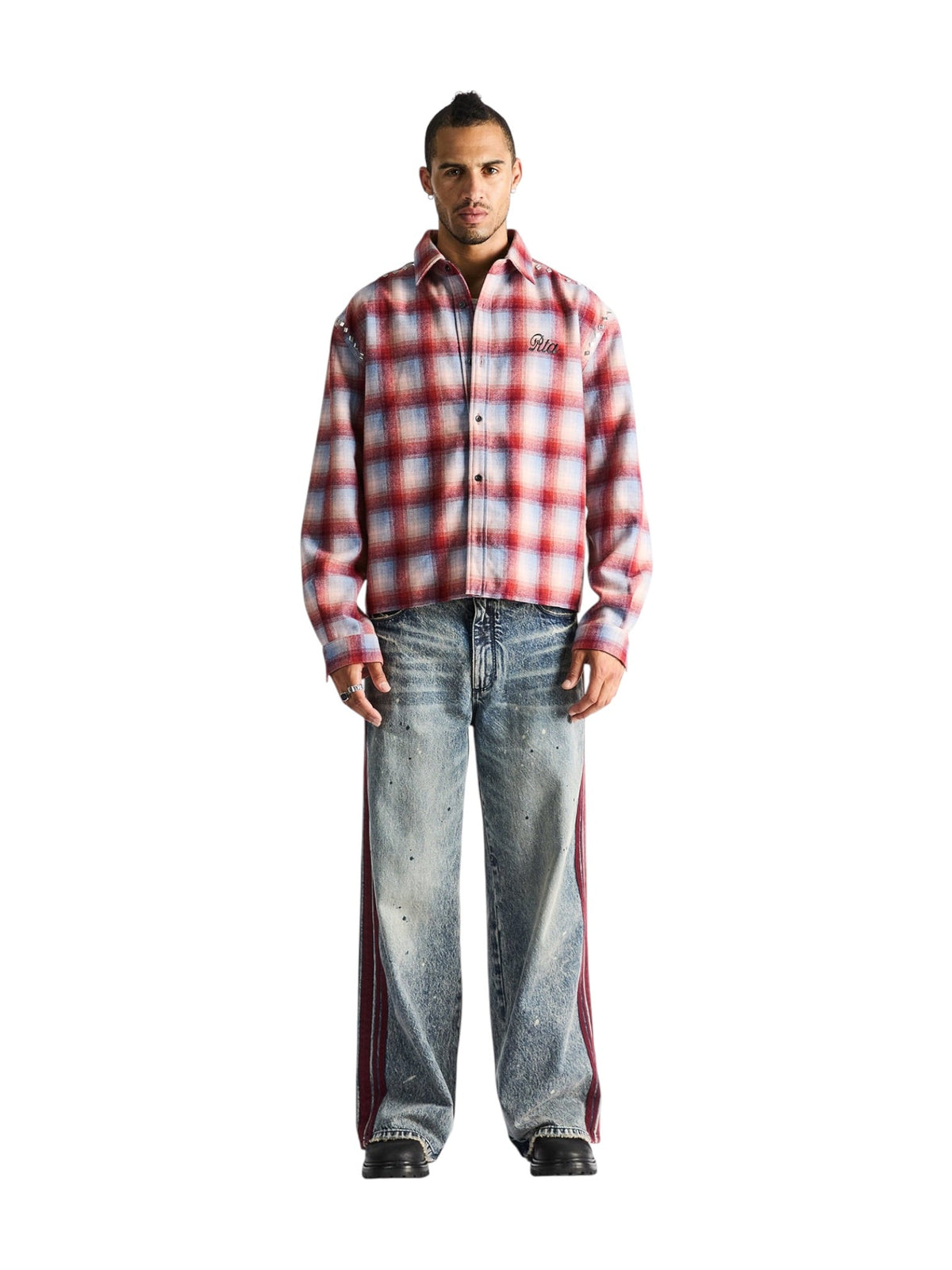 Probus Rta Rynor Cropped Button Up Shirt | Red Plaid Rta Rynor Cropped Button Up Shirt | Red Plaid RED