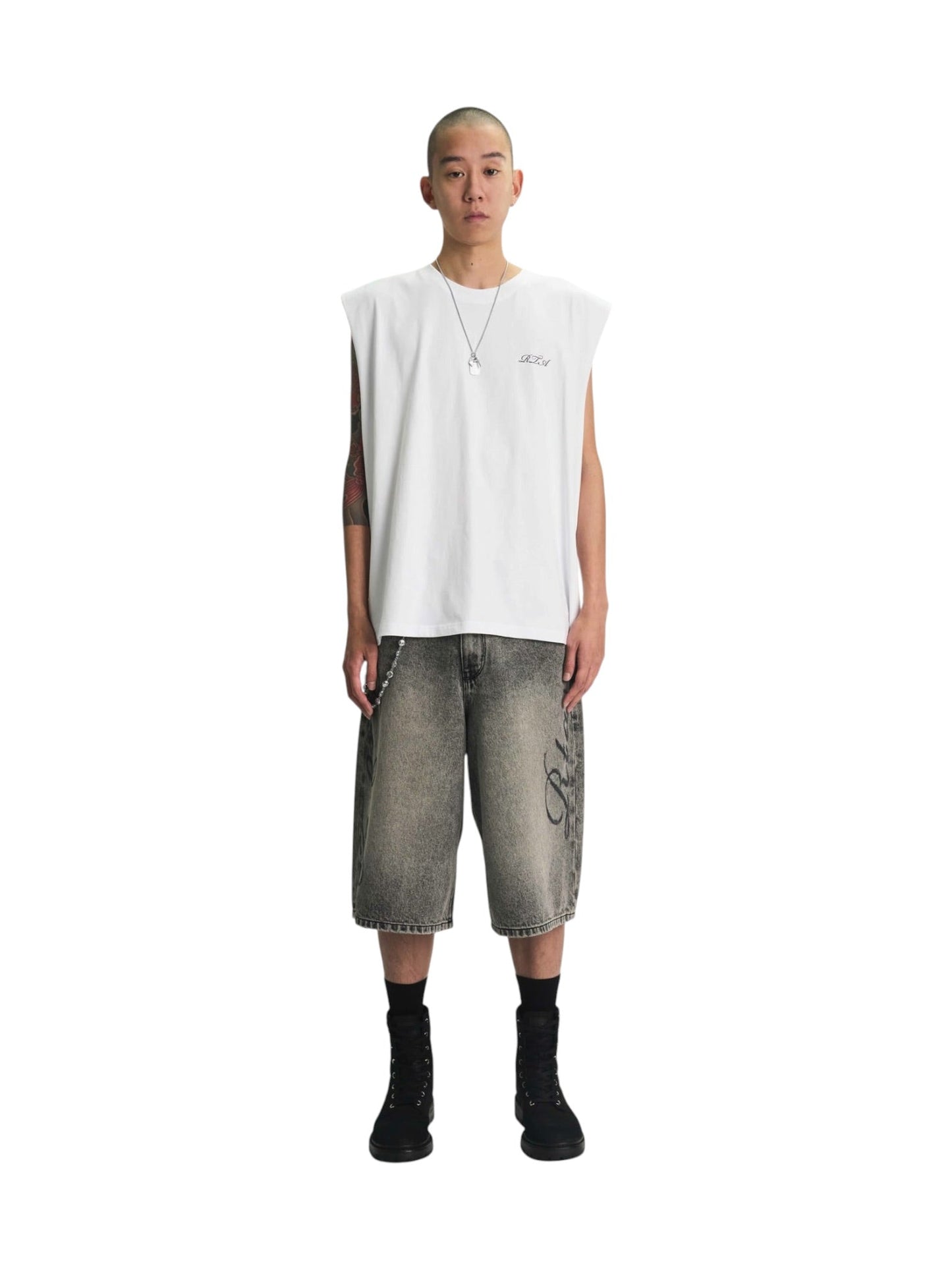 Rta Terry Muscle Tee White Poppy