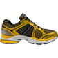 The SAUCONY Progrid Triumph 4 (S70704-16) Lemon Chrome is a yellow and black mesh sneaker with silver accents, Arch-lock tech, and a white and yellow sole, shown from the side.