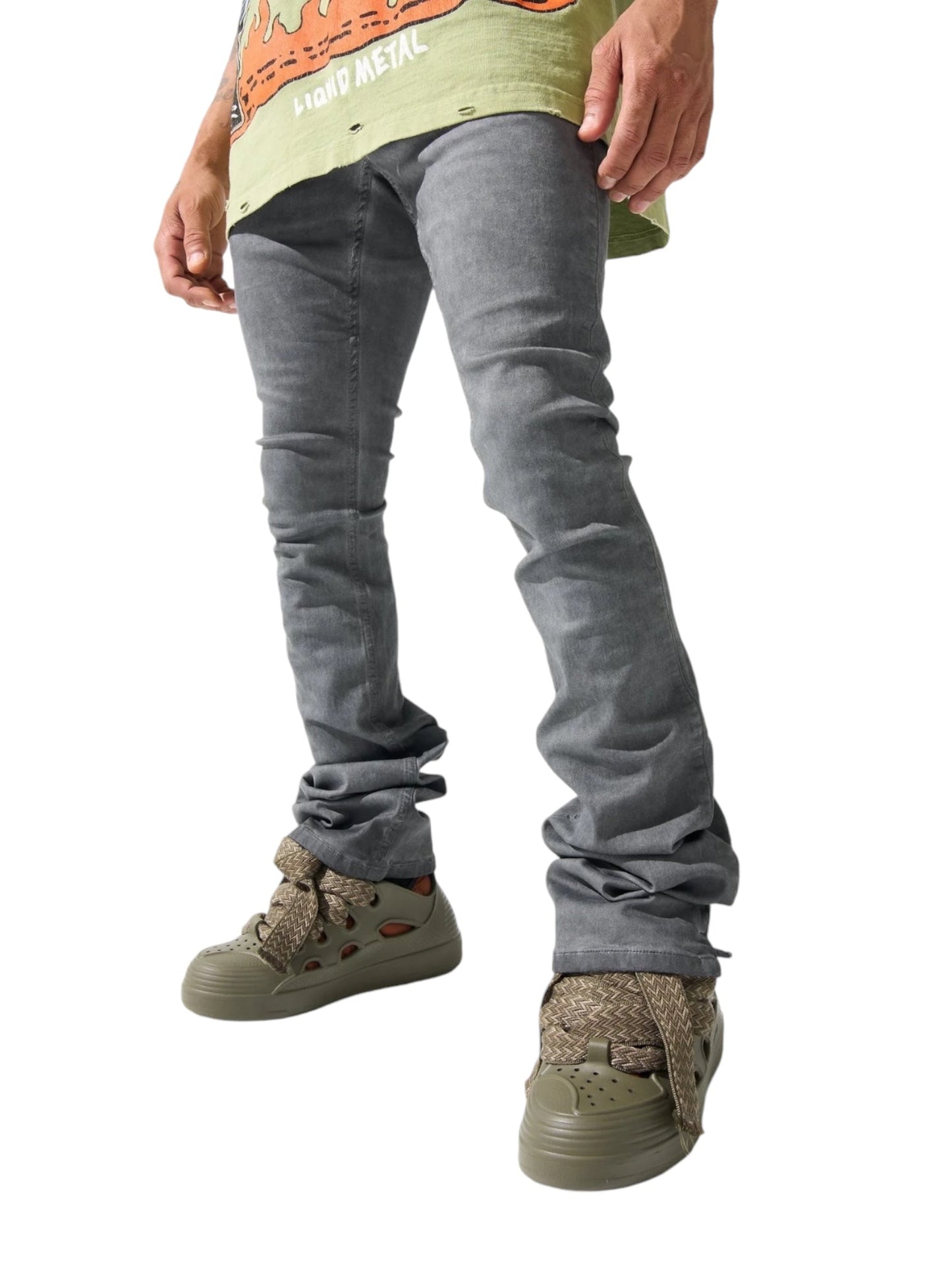 Serenede Lead  Stacked Jeans Grey