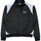 The Sinclair SMT190 Tech Logo Track Jacket in black features a front zipper, embroidered SINCLAIR logo on the chest, and two side pockets.