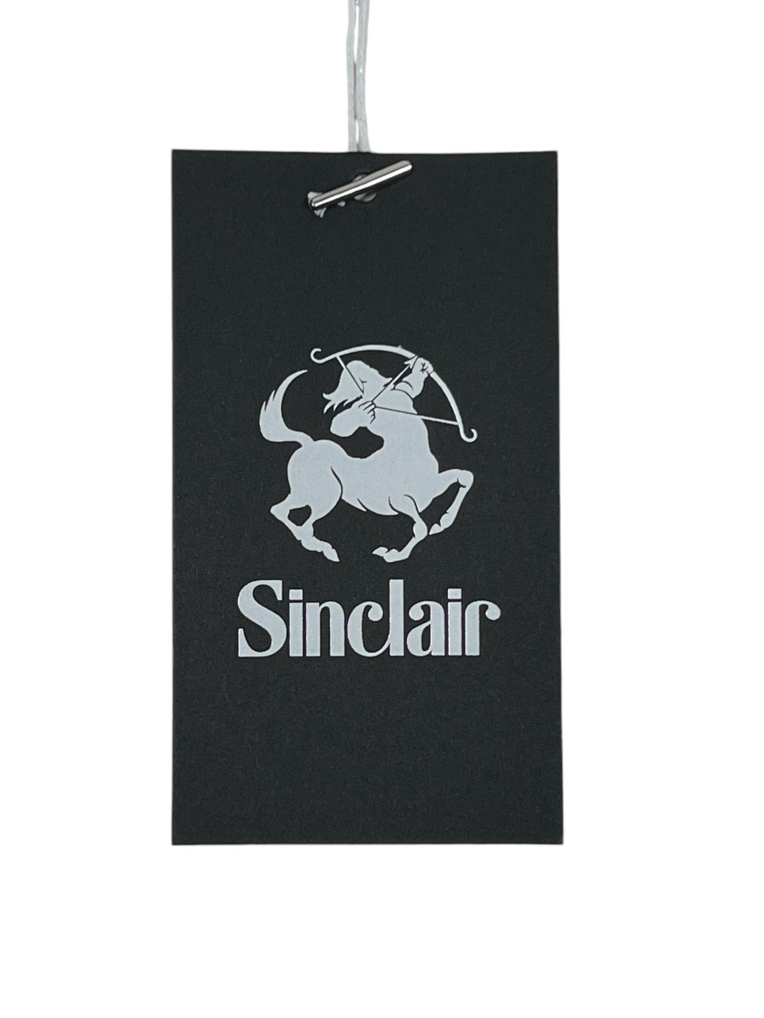 Sinclair SMT190 Tech Logo Track Jacket in black, showcasing a silver centaur archer design and an embroidered logo.