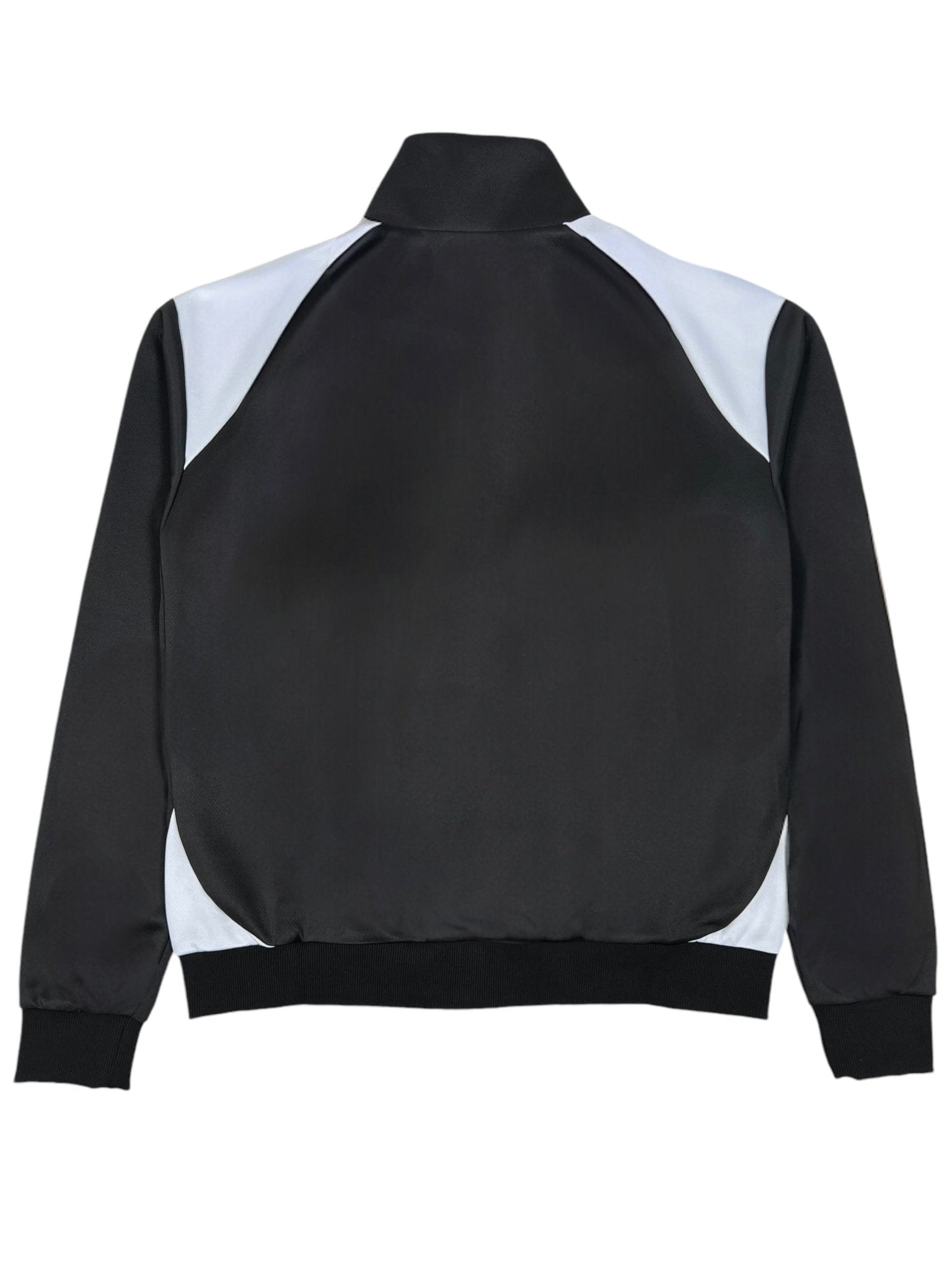 The Sinclair SMT190 Tech Logo Track Jacket Black by SINCLAIR includes a high collar, long sleeves, elastic cuffs and hem, and an embroidered logo on the back.