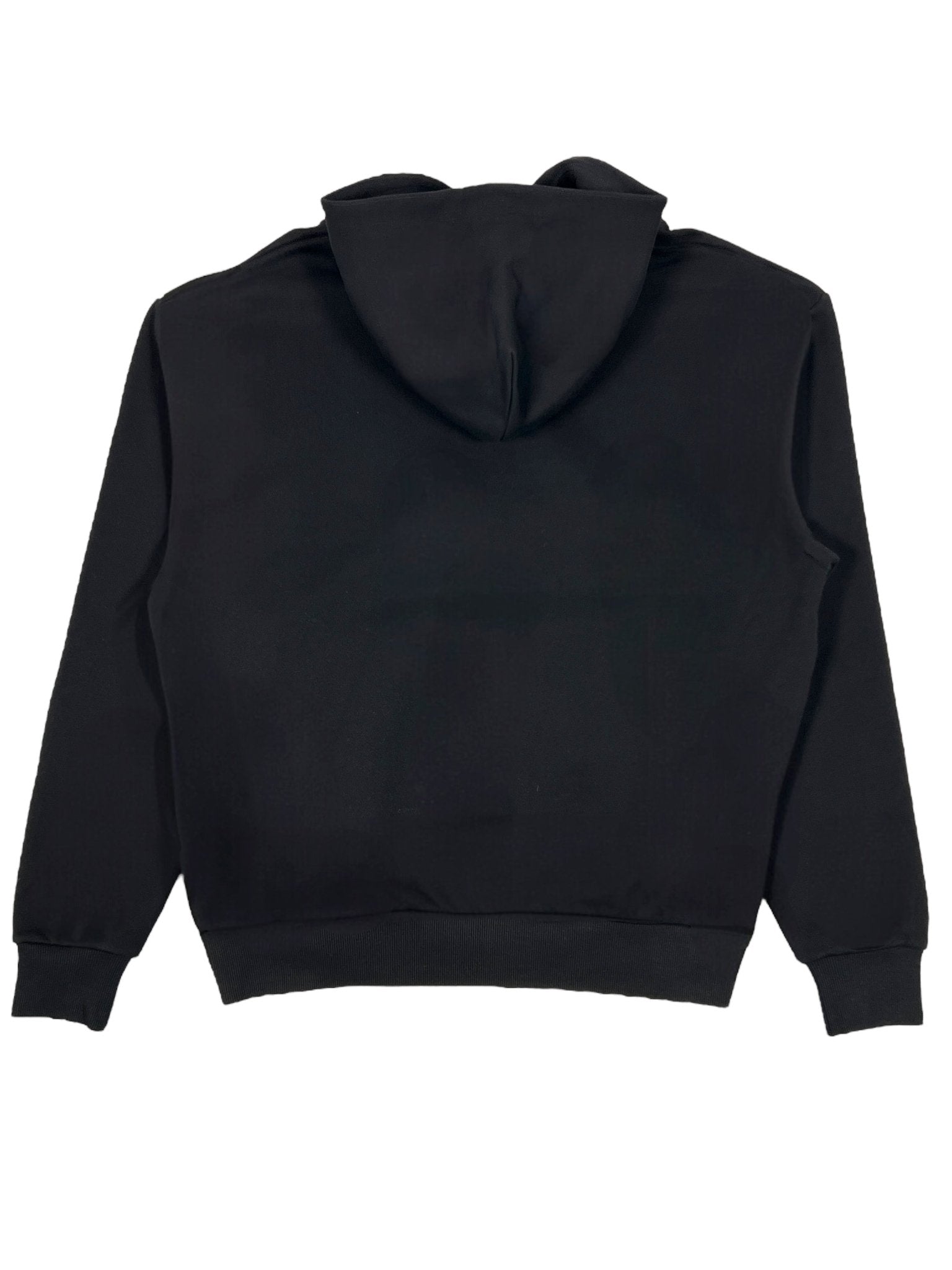 The "Students Estudiantes Pullover Hood Blk" by STUDENTS is a stylish black hoodie made from 100% cotton. It features a cozy hood and long sleeves, elegantly showcased on a white background, perfect for students seeking comfort and simplicity in their attire.