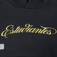 Enjoy comfort and style with the STUDENTS Estudiantes Pullover Hoodie in black, made from 100% cotton. "Estudiantes" is elegantly scripted in yellow across the chest, making it a perfect standout piece for students.