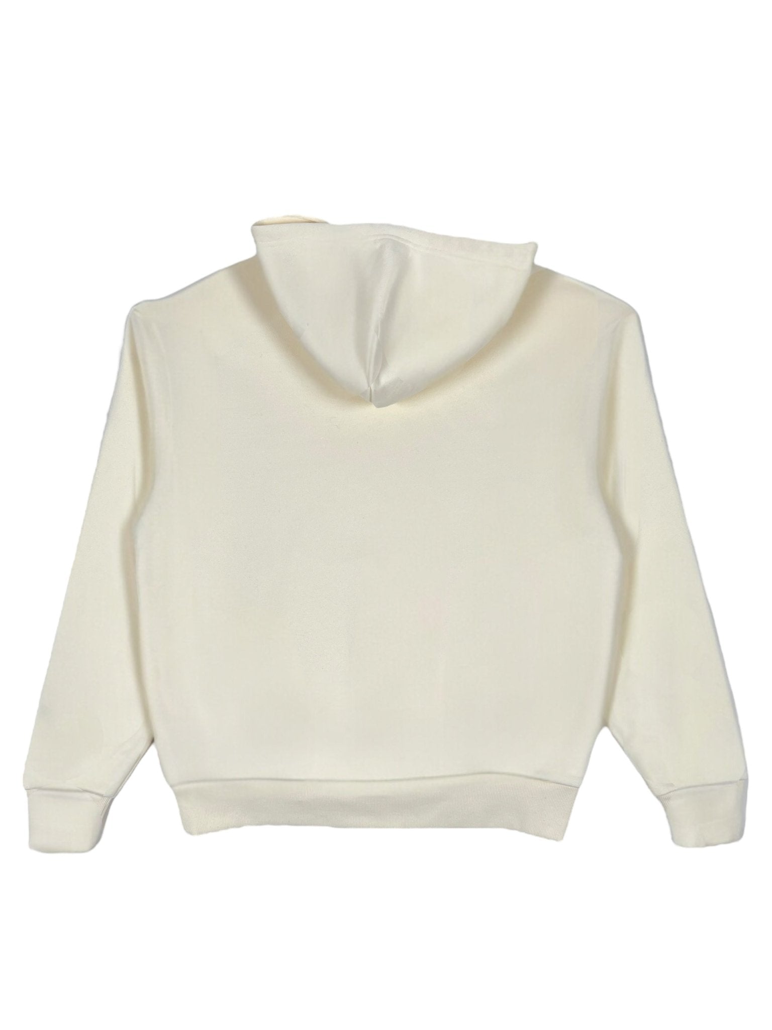 The nude Students Estudiantes Pullover Hood by STUDENTS is displayed from the back. It's a students' hoodie featuring a relaxed fit, long sleeves, a hood, and 100% cotton construction for comfort.