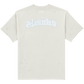 The UNTITLED ARTWORKS Untitled Artworks Crewneck Short Sleeve Cream is a beige, 100% cotton oversized tee with light distressing and "CLOTTED" in white stylized text on the back.