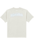 The UNTITLED ARTWORKS Untitled Artworks Crewneck Short Sleeve Cream is a beige, 100% cotton oversized tee with light distressing and "CLOTTED" in white stylized text on the back.
