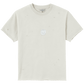 The UNTITLED ARTWORKS Crewneck Short Sleeve Cream is an off-white 100% cotton tee with small distressed holes and a subtle embroidered logo on the chest.