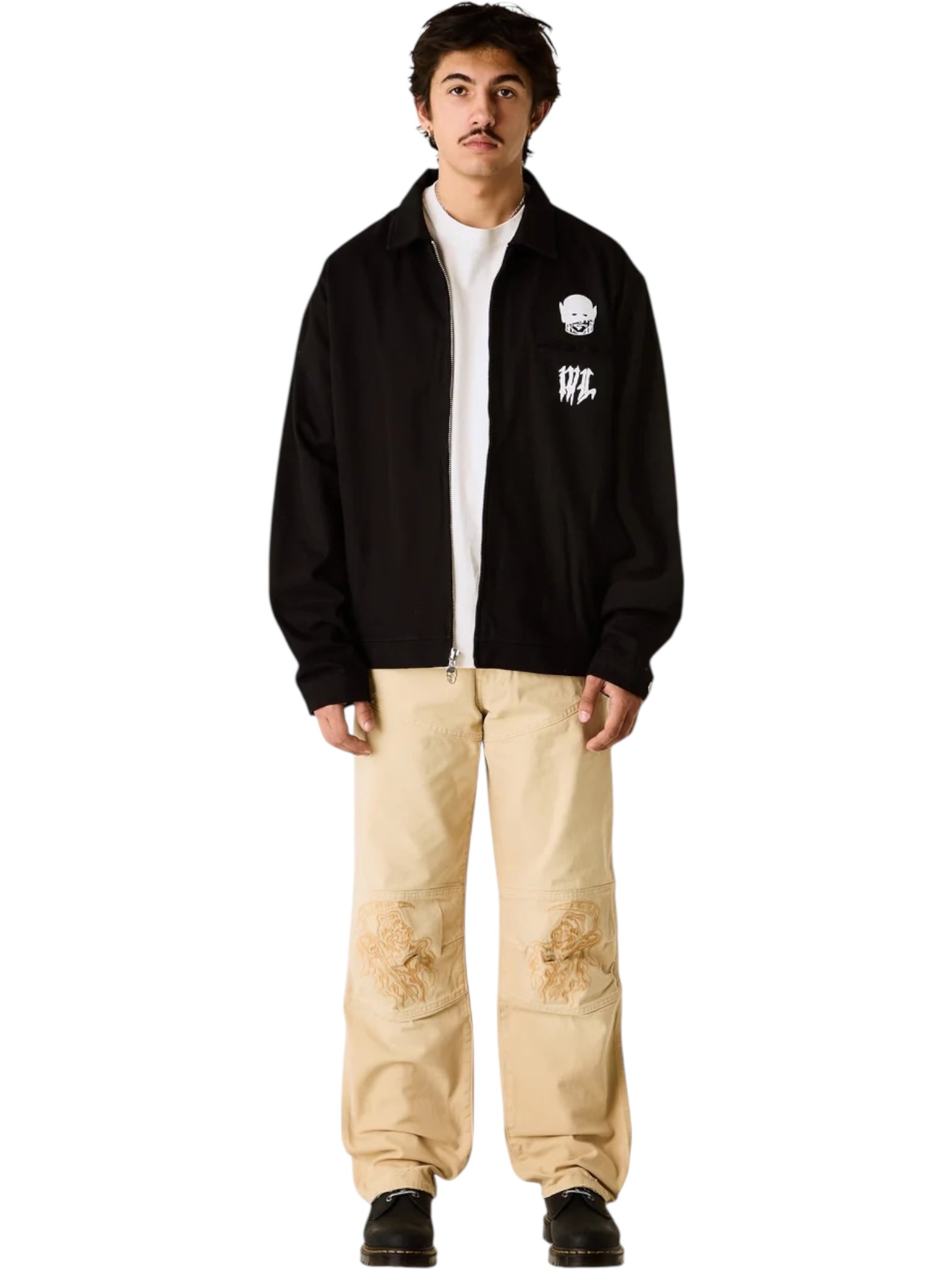 p*8様 refomed DONGOROSU WORK JACKET Black Warren Lotas Masked Demon Work Jacket Black - Probus
