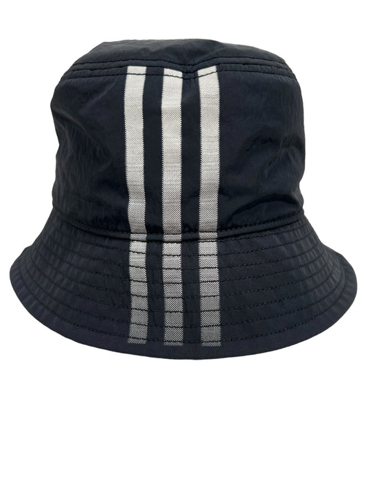 A stylish black bucket hat with two vertical white stripes, this ADIDAS x Y-3 Y-3 IY4087 STRP B HAT BLACK BLACK OSFM piece is crafted from durable polyamide.