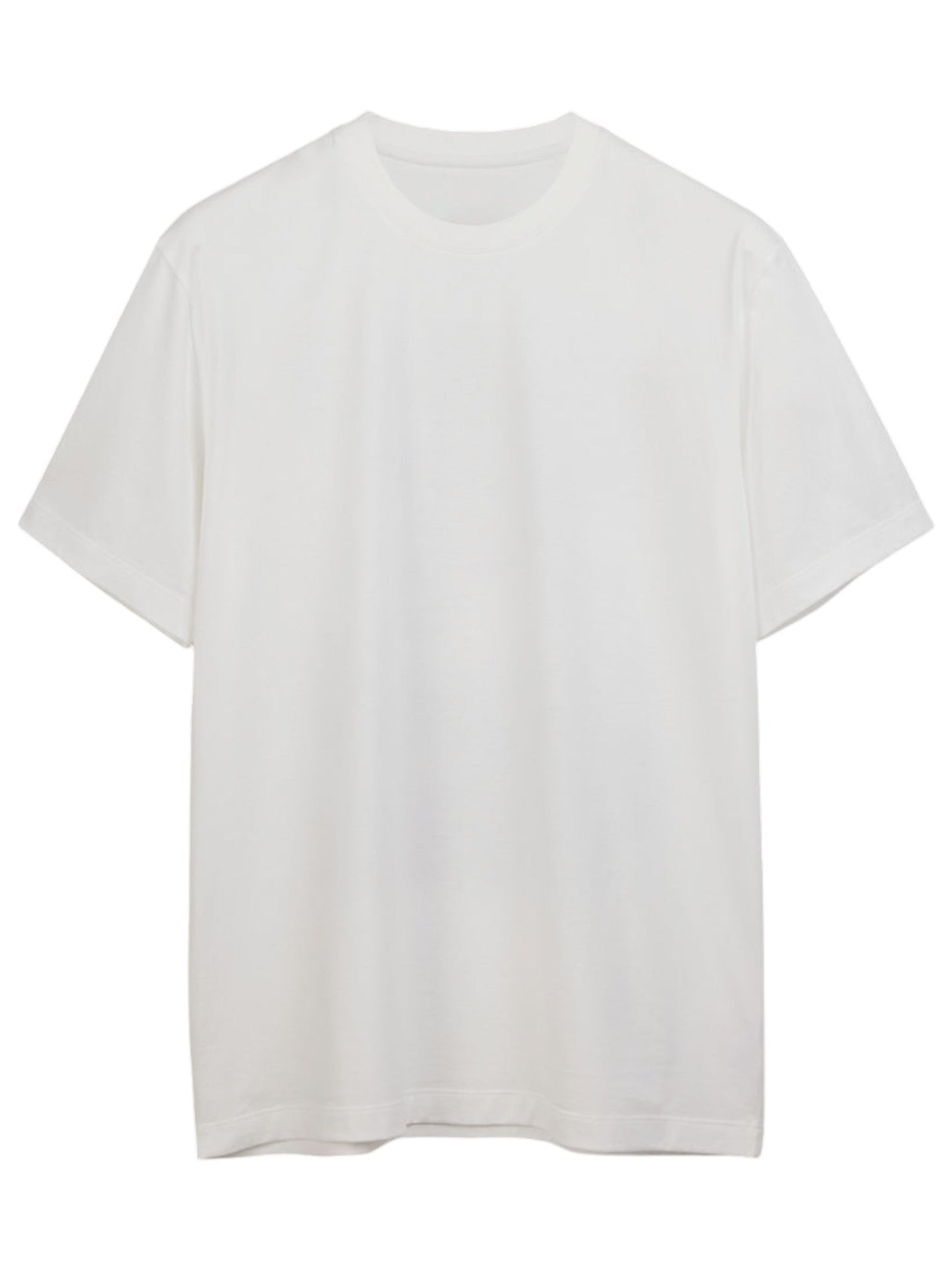 A plain white T-shirt with short sleeves and a round neck crafted from soft cotton fabric, similar to the Y-3 style, shown against a white background. This is the Y-3 JM7815 U GFX SS Tee Cwhite by ADIDAS x Y-3.