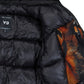 ADIDAS x Y-3 KA2364 M AOP Puff JKT Multco/Black puffer with PrimaLoft insulation; inner lining has a large brownish discoloration on one side.