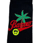 Discover our Barrow S4BWUASO024 Socks Unisex in black, showcasing a palm tree graphic, red "Barrow" cursive text, and a yellow smiley face. These stylish socks from BARROW ensure all-day comfort for your feet.