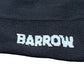 Close-up of a black fabric featuring "BARROW" embroidered in white uppercase letters, echoing the precision and quality associated with BARROW's Made In Italy craftsmanship from their S4BWUASO140 Unisex Socks collection.