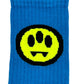 Barrow S4BWUASO140 Socks Unisex by BARROW feature a vibrant blue design adorned with a striking yellow and black cartoon face, complete with three eyes and a wide mouth. Made in Italy, these lively socks effortlessly combine style and fun, making them an eye-catching addition to any wardrobe.