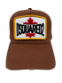 A brown DSQUARED2 BCM0611 BASEBALL CAP GABARDINE-NOCCIOLA embroidered with the word DSQUARED2 on it.
