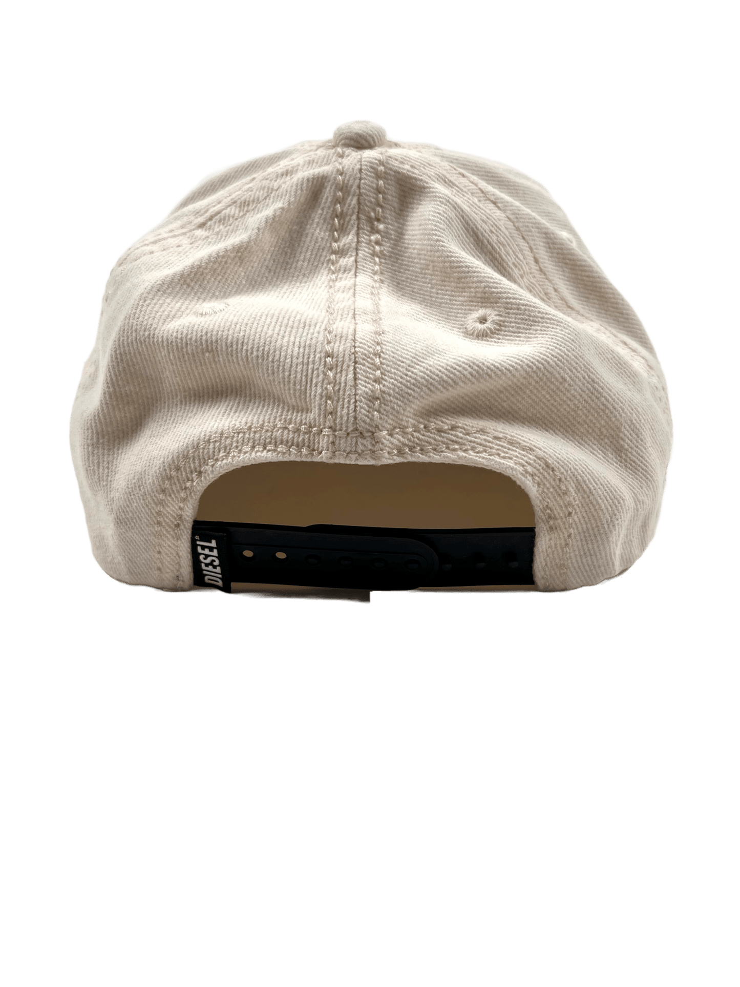 The back view of a beige Diesel C-Syom hat.