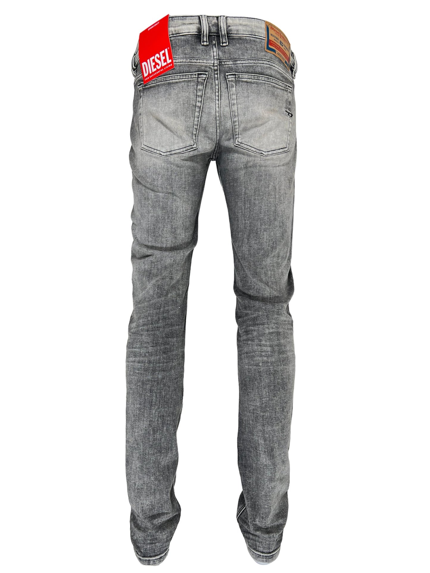 Grey skinny jeans with a visible logo, made from organic cotton by DIESEL 1979 SLEENKER 9H74.