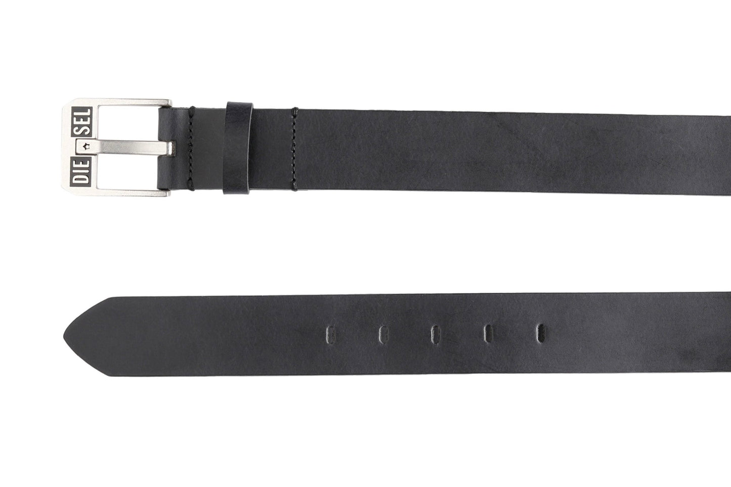 A black DIESEL BLUESTAR II leather belt with a silver buckle.