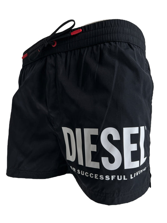 Black DIESEL BMBX-MARIO-34 SHORTS with drawstrings on a white background.