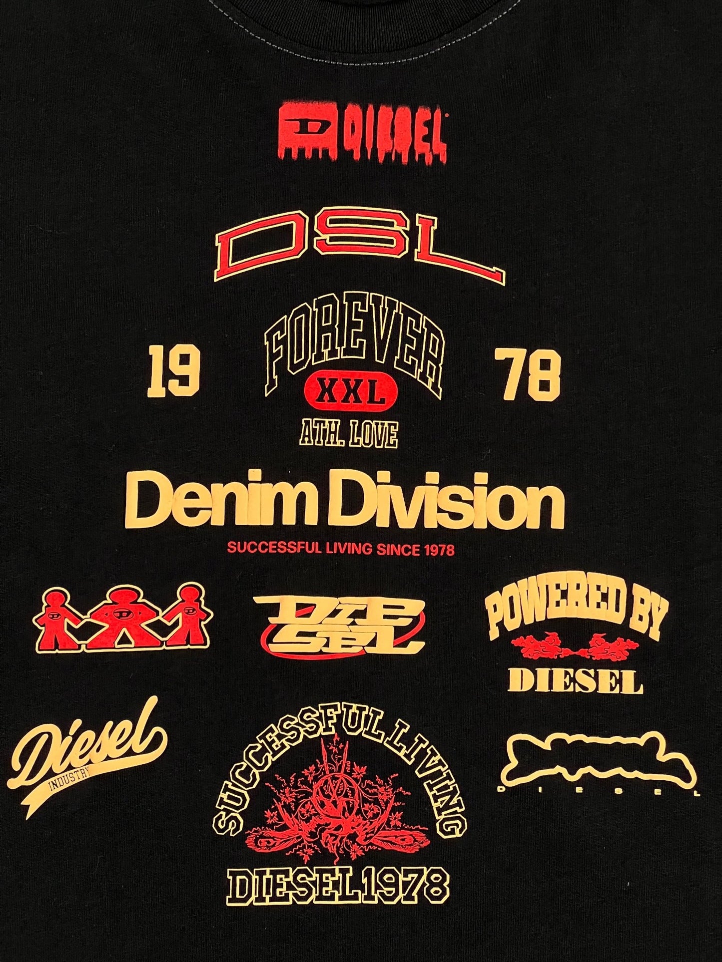 DIESEL T-JUST-N14 T-SHIRT BLACK featuring iconic Diesel logos and slogans, crafted from organic cotton jersey.