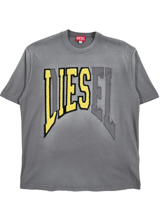 A grey cotton DIESEL T-WASH-N t-shirt with the word DIESEL on it.