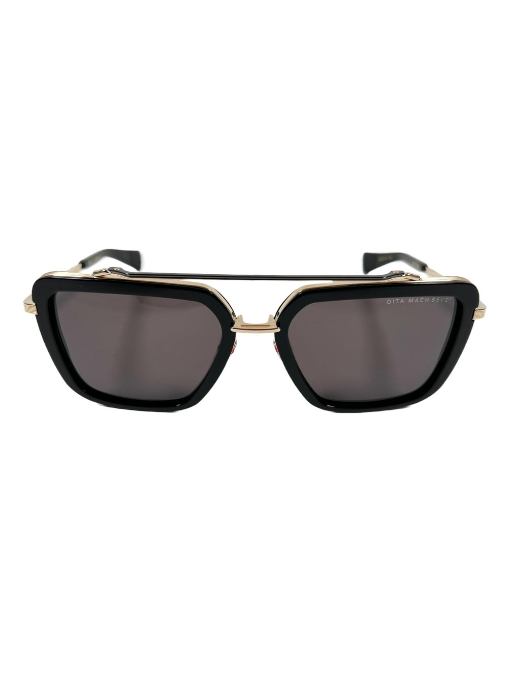A pair of DITA MACH-SEVEN DTS135-56-01 sunglasses in black and gold.