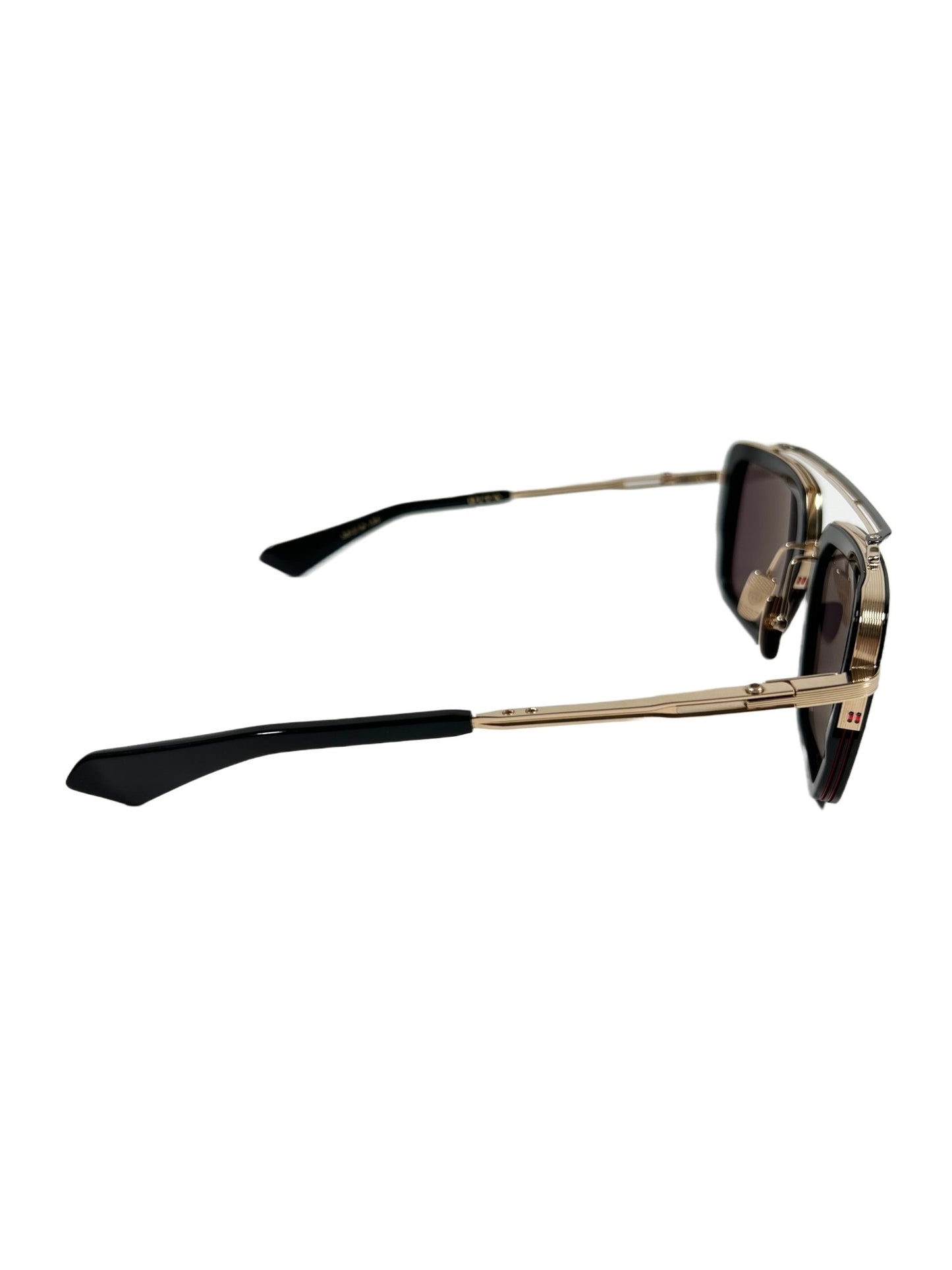 A pair of DITA MACH-SEVEN DTS135-56-01 sunglasses with a Rhodium frame and black lenses.