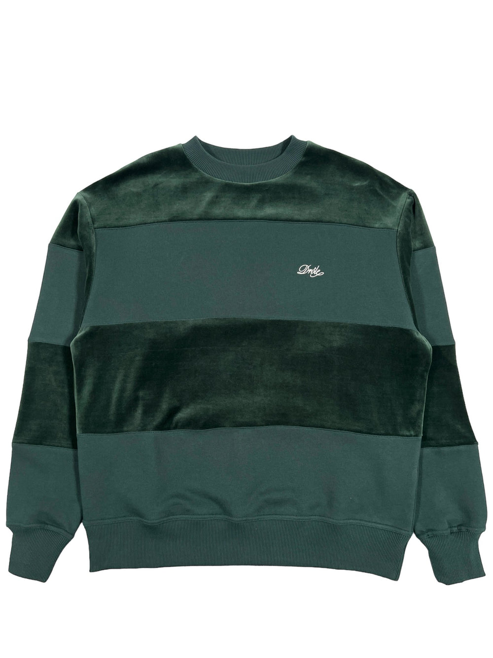 A Drole de Monsieur sweatshirt with a striped black and green design.