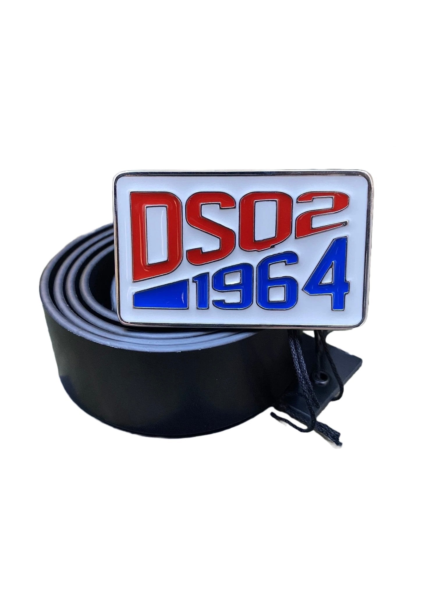 A DSQUARED2 BEM0433 BELT VACCHETTA-STAMPA CALDO-NERO with a tag on it.