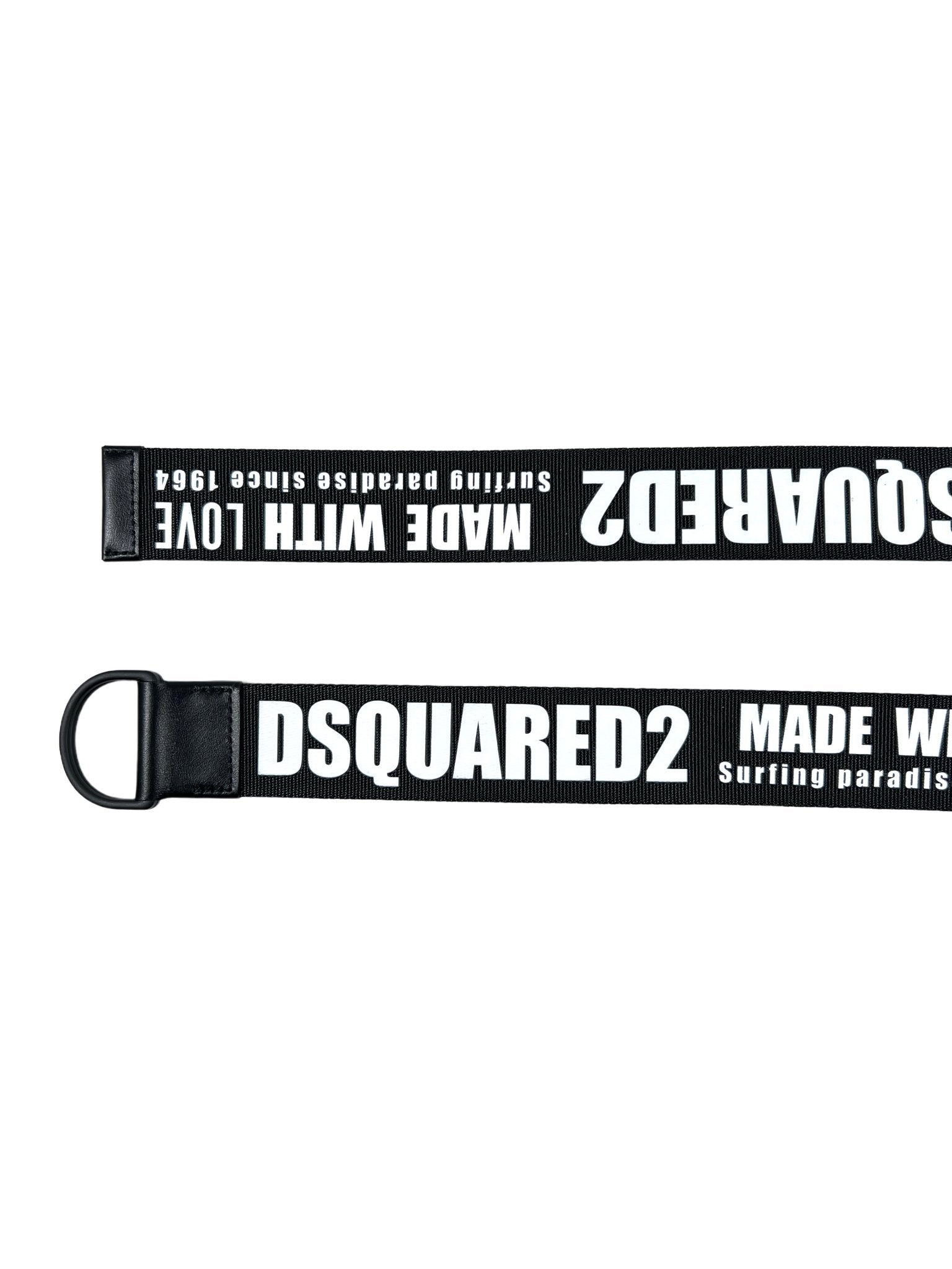 A DSQUARED2 BEM0503 BELT-NASTRO LOGATO-NERO lanyard, made in Italy.