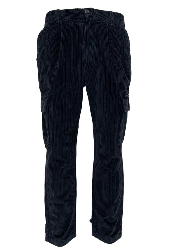 Men's black velvet cargo pants, FAMILY FIRST PF2233BK CARGO PANTS VELVET BLACK, Made In Italy.