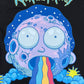 A cartoon of a moon with a rainbow on a FAMILY FIRST TS2306 T-SHIRT RICK FANTASY BLACK.