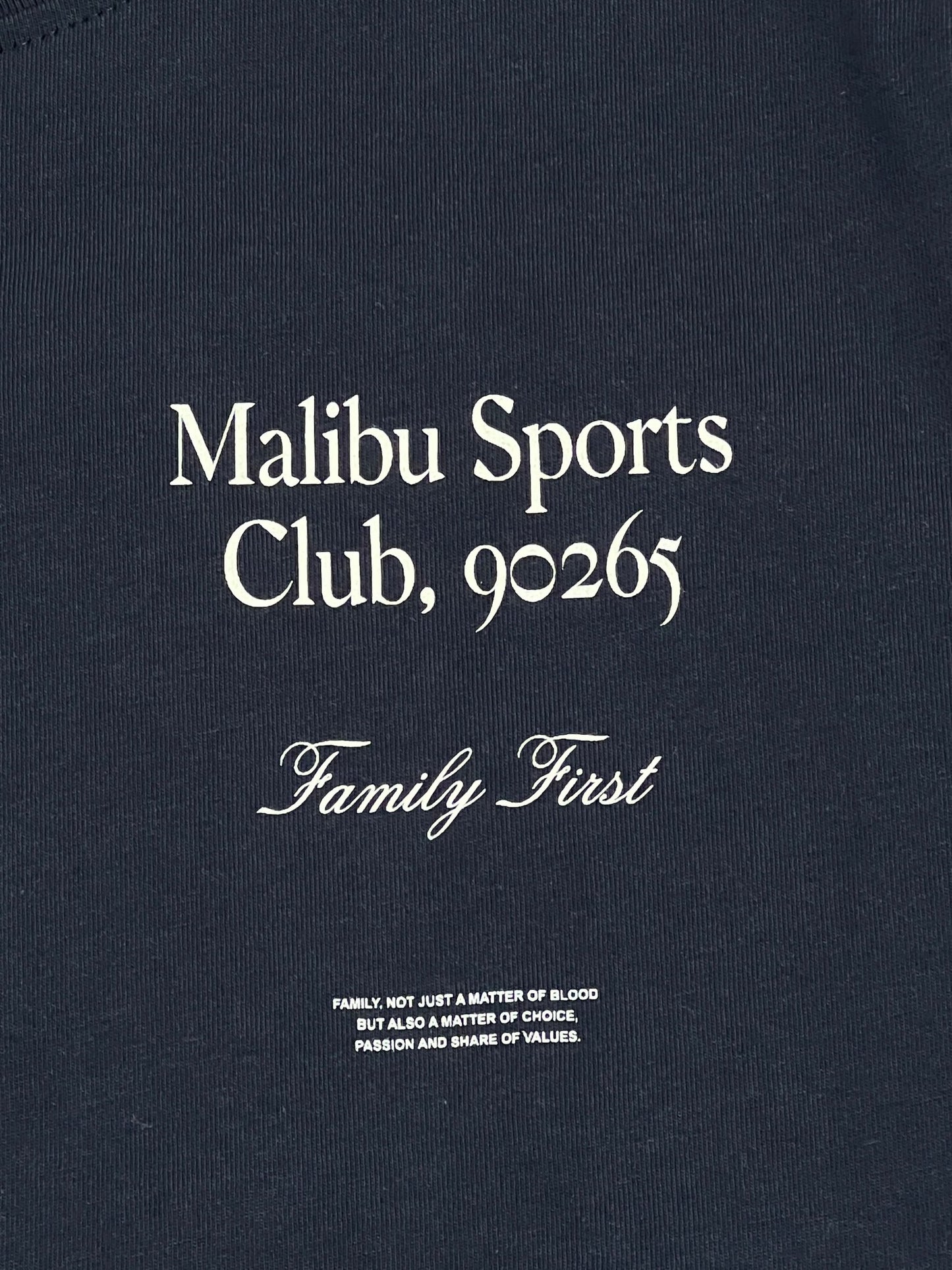 Malibu sports club FAMILY FIRST navy blue t-shirt - Made In Italy.