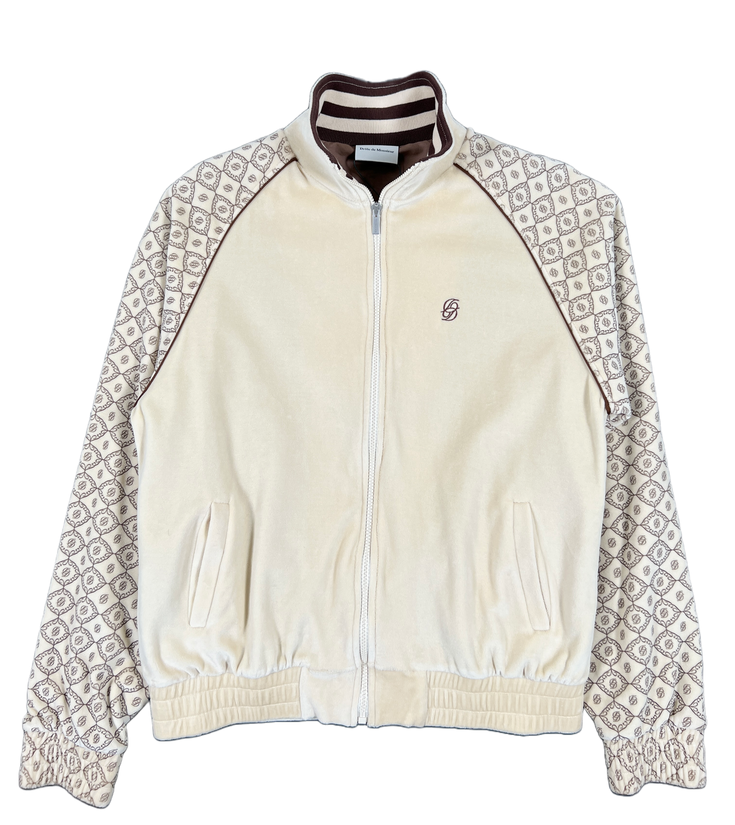 DR LE DE MONSIEUR TRACK JACKET B JT139 LE VESTE SURVET VELOURS ECRU