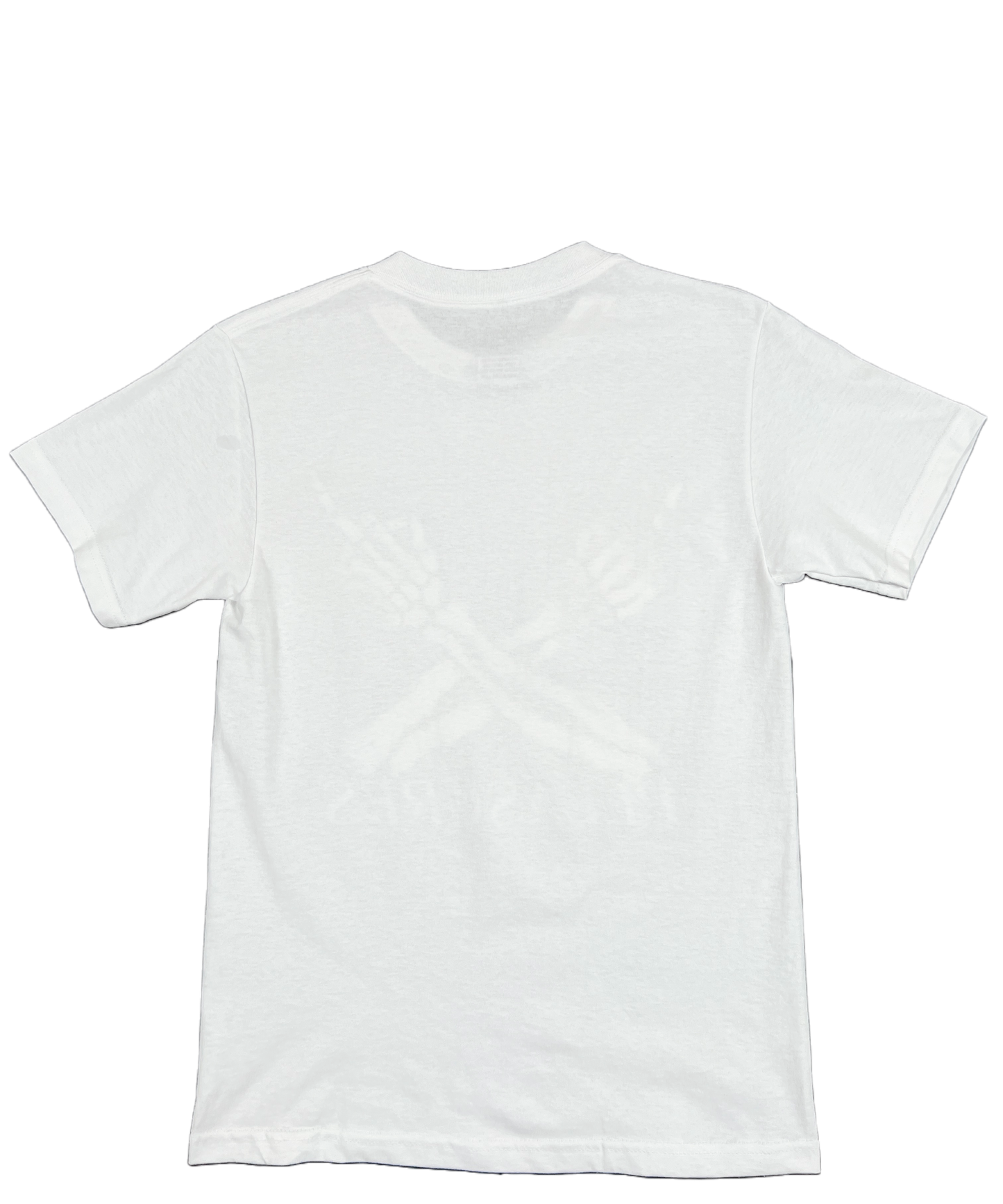 A PLEASURES DON'T CARE T-SHIRT WHITE with a cross graphic on it from PLEASURES.