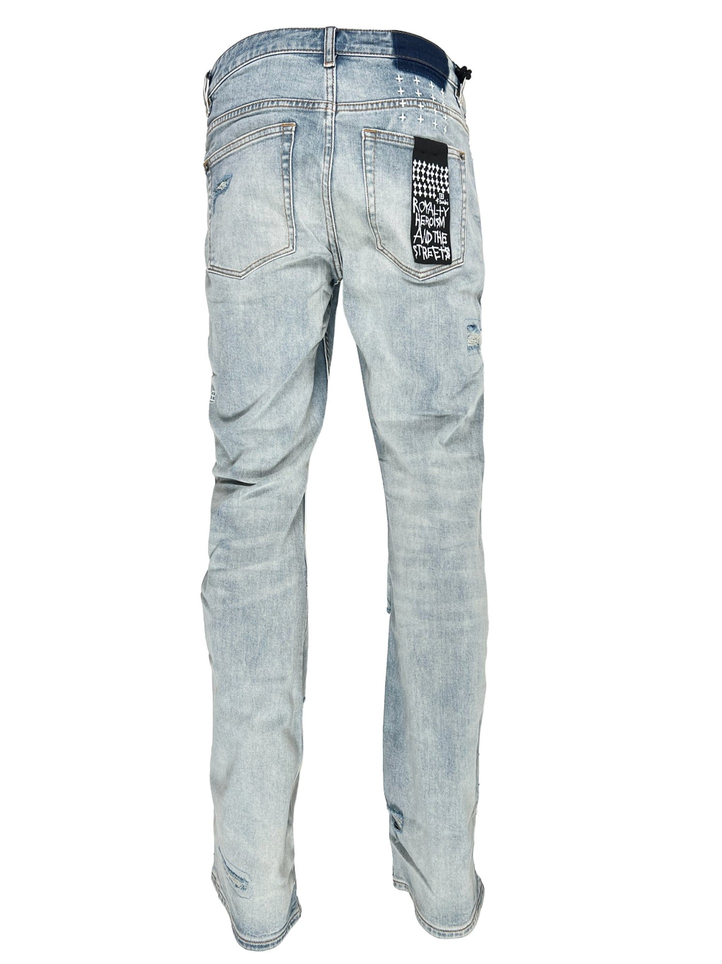 Pair of KSUBI BRONKO DYANAMITE METAL DENIM jeans photographed from the back.