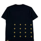 A black KSUBI TOKEN KASH SS TEE JET BLACK graphic t-shirt with gold crosses on it.