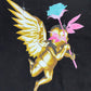 A KSUBI TOKEN KASH SS TEE JET BLACK featuring an angel holding a rose.