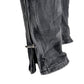 A pair of KSUBI VAN WINKLE CHAMBER BLACK jeans with zippers on the side.