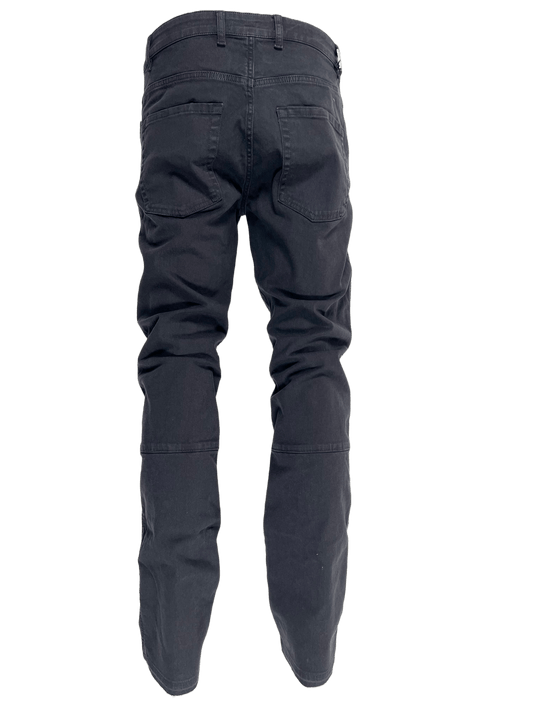 The back view of a pair of REPRESENT M07064 STRAIGHT LEG DENIM BLACK pants.