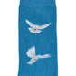 A 3.Paradis Freedom Doves sock in sky blue, adorned with a pattern of two white doves in graceful flight.