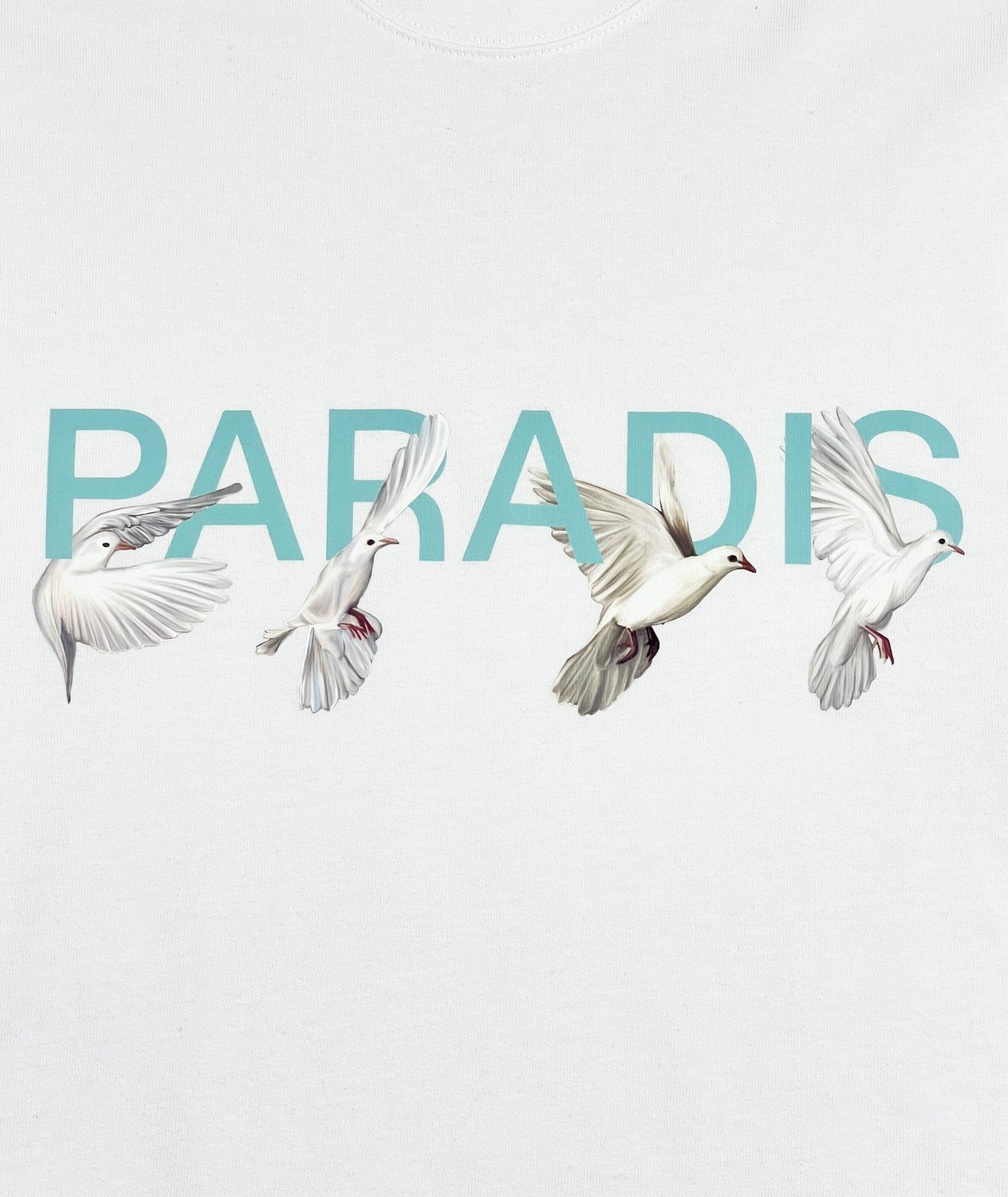 A 100% Cotton 3.PARADIS white t-shirt with the word paradis on it.