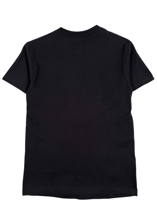 A black 100% cotton PLEASURES AFFECTION T-shirt on a white background.